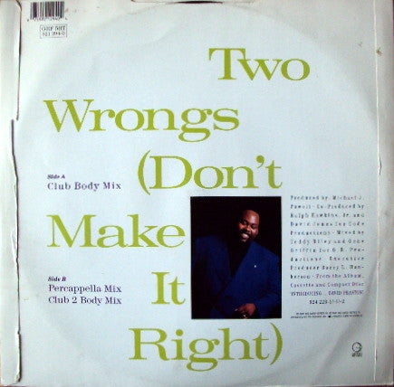 David Peaston : Two Wrongs (Don't Make It Right) (12")