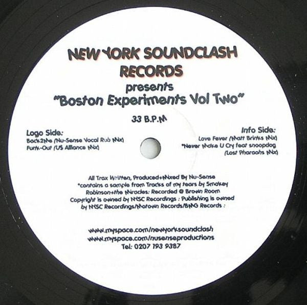 Nu-Sense : Boston Experiments Vol Two (12")