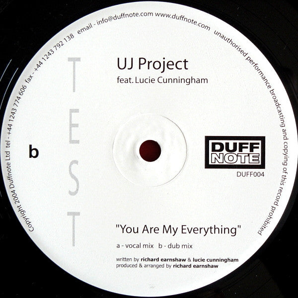 UJ Project Feat. Lucie Cunningham : You Are My Everything (12", TP)