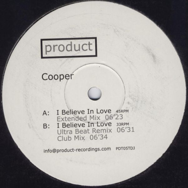 Cooper : I Believe In Love (12", Promo)