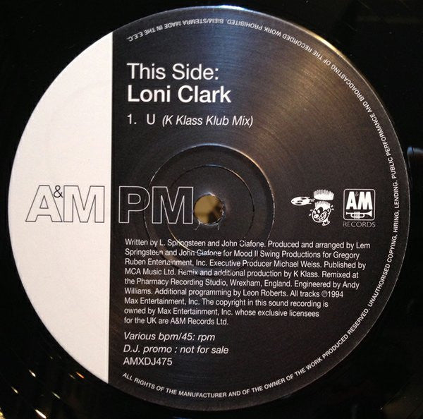 Loni Clark : U (K-Klass Remixes) (12", Single, Promo)