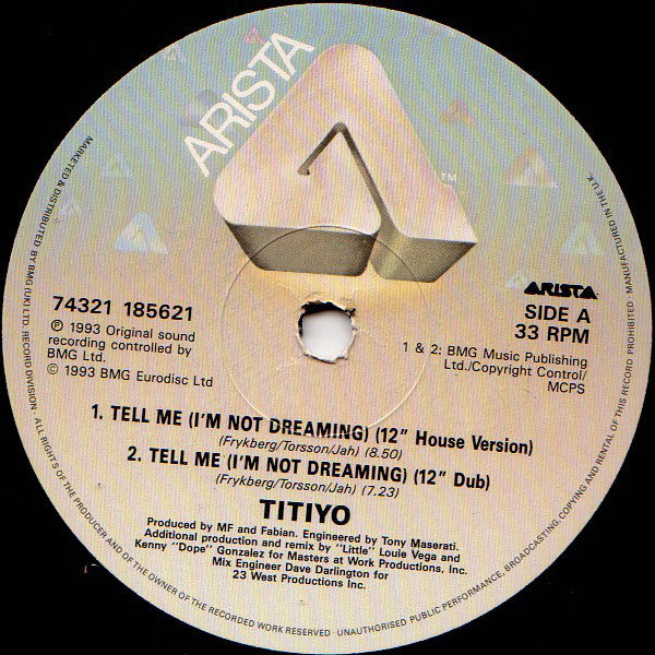 Titiyo : Tell Me (I'm Not Dreaming) (12")