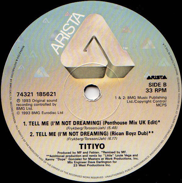 Titiyo : Tell Me (I'm Not Dreaming) (12")