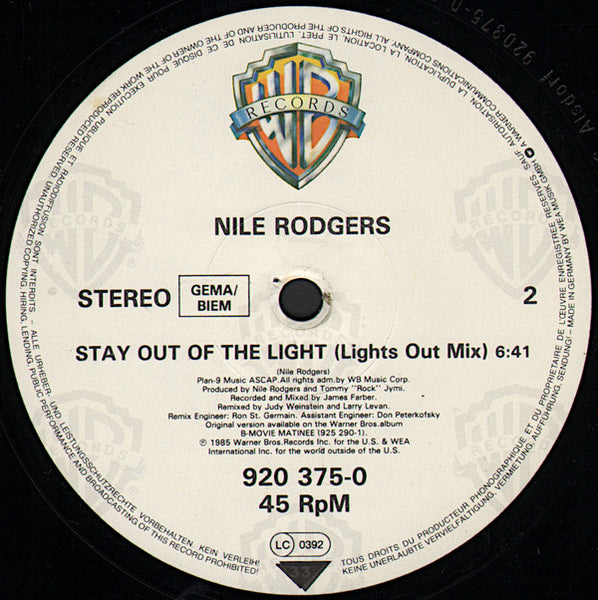 Nile Rodgers : State Your Mind / Stay Out Of The Light (12", Maxi)