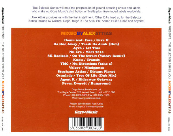 Alex Attias : The Selector Series Vol 1 (CD, Mixed)