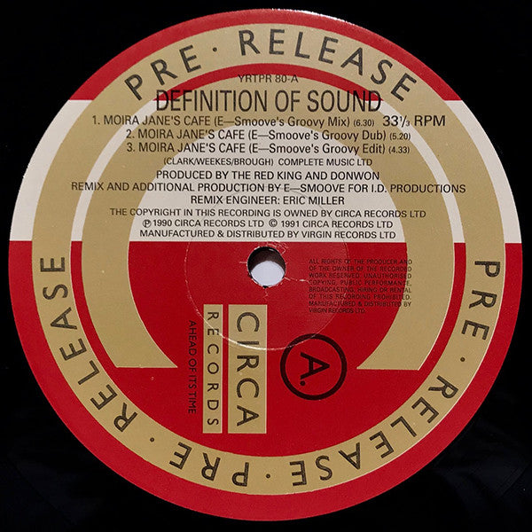 Definition Of Sound : Moira Jane's Cafe (12", Promo)