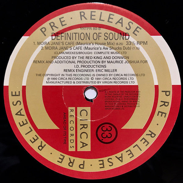Definition Of Sound : Moira Jane's Cafe (12", Promo)
