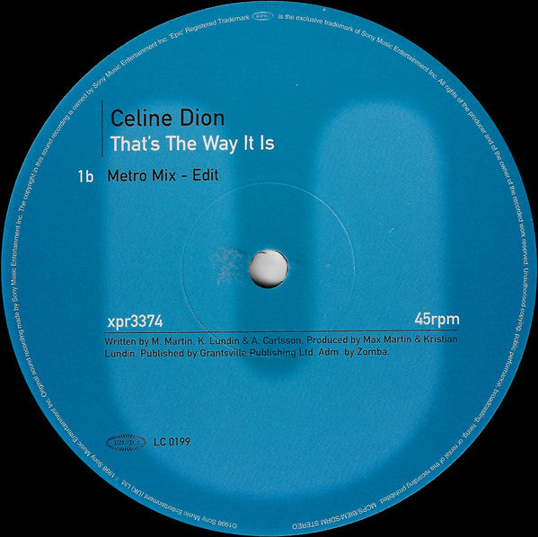 Céline Dion : That's The Way It Is (12", Single, Promo)