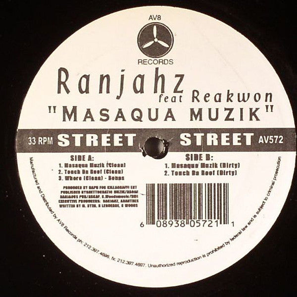 Da Ranjahz Featuring Raekwon : Masaque Muzik (12")