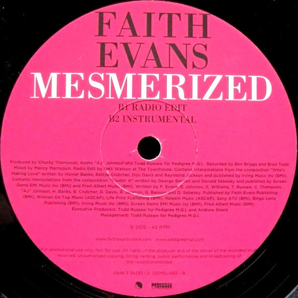 Faith Evans : Mesmerized (12", Promo)