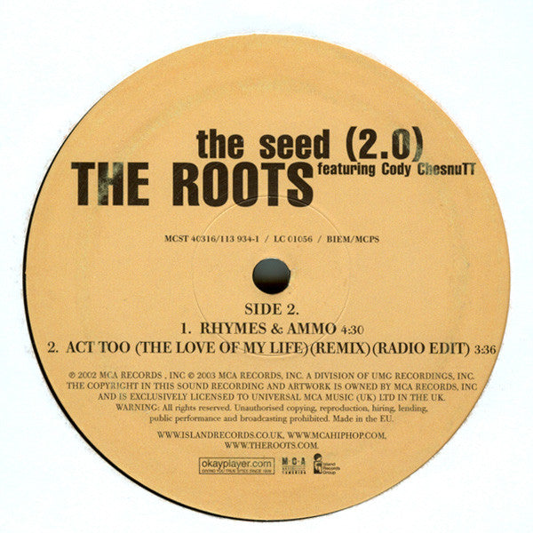 The Roots Featuring Cody ChesnuTT : The Seed (2.0) (12", Single)