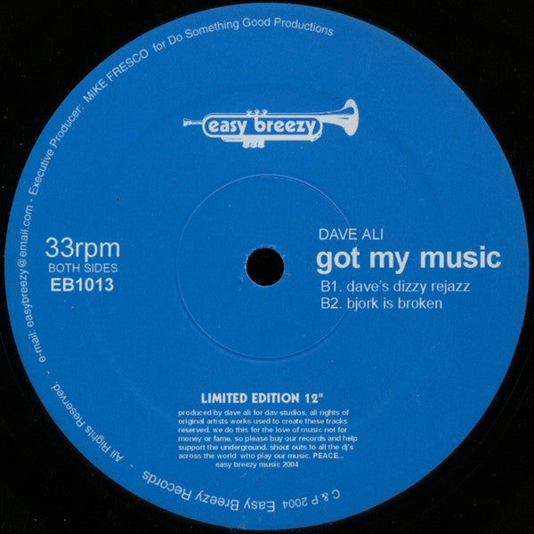 Dave Ali : Got My Music (12", Ltd)
