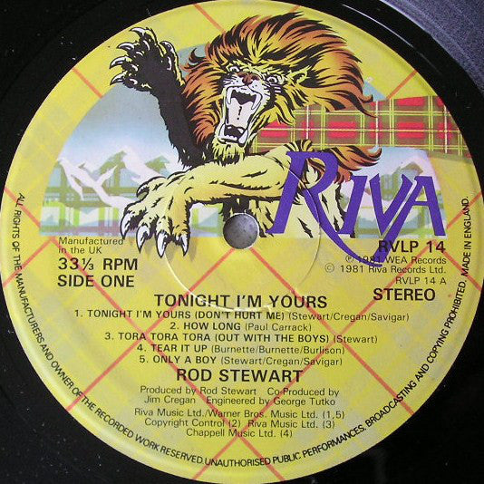 Rod Stewart : Tonight I'm Yours (LP, Album, RP, WEA)