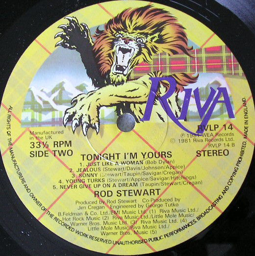 Rod Stewart : Tonight I'm Yours (LP, Album, RP, WEA)