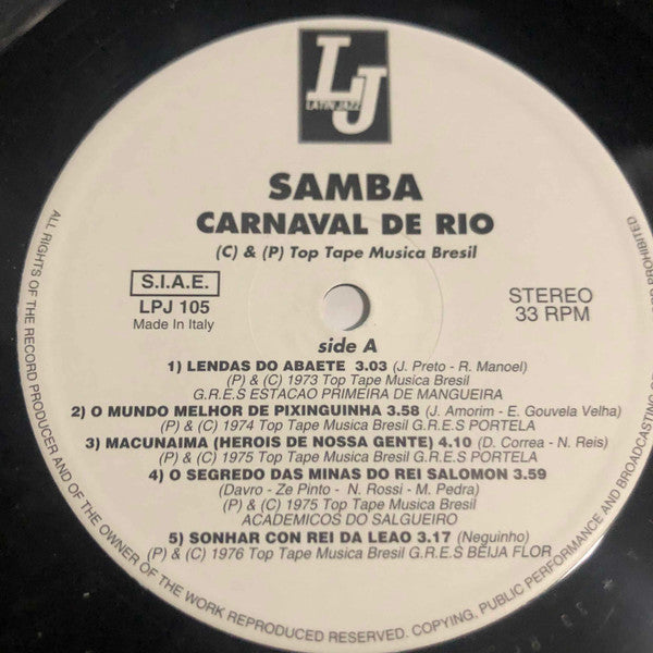 Various : Samba Carnaval De Rio (3x12", Comp)