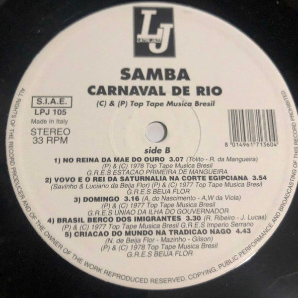 Various : Samba Carnaval De Rio (3x12", Comp)