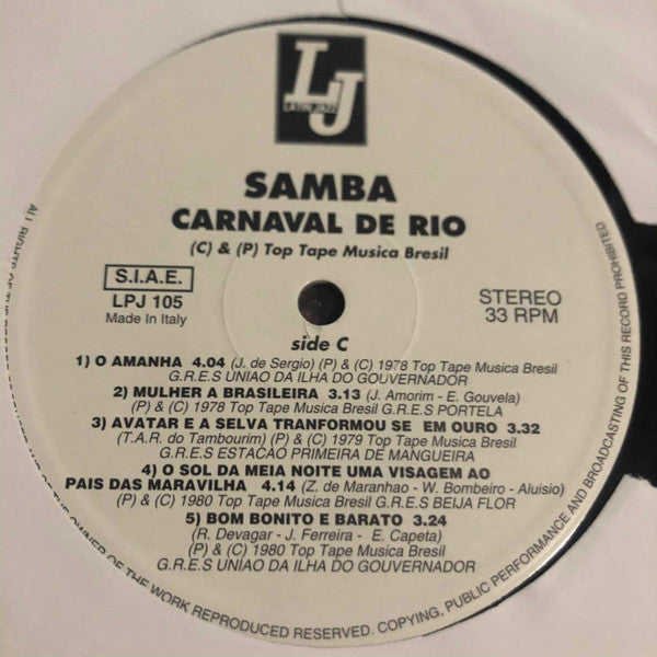 Various : Samba Carnaval De Rio (3x12", Comp)