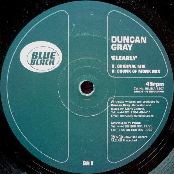 Duncan Gray : Clearly (12")
