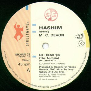 Hashim Featuring MC Devon : UK Fresh '86 (The Anthem) (12")