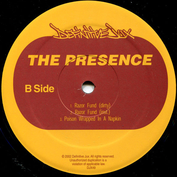 The Presence : Woke / Razor Fund / Poison Wrapped In A Napkin (12", Maxi)