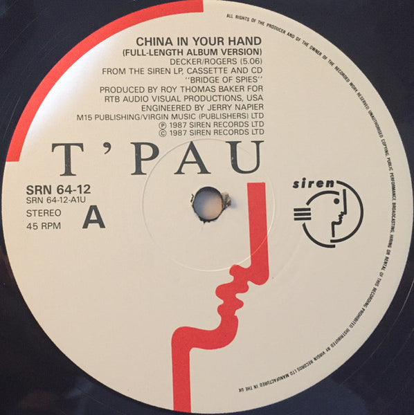 T'Pau : China In Your Hand (12", Single)