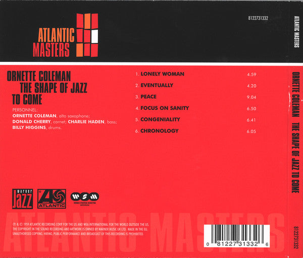 Ornette Coleman : The Shape Of Jazz To Come (CD, Album, RE, RM, Dig)