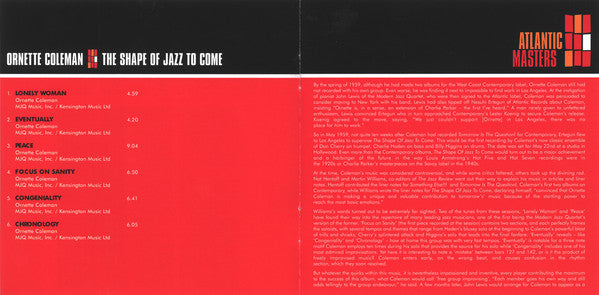 Ornette Coleman : The Shape Of Jazz To Come (CD, Album, RE, RM, Dig)