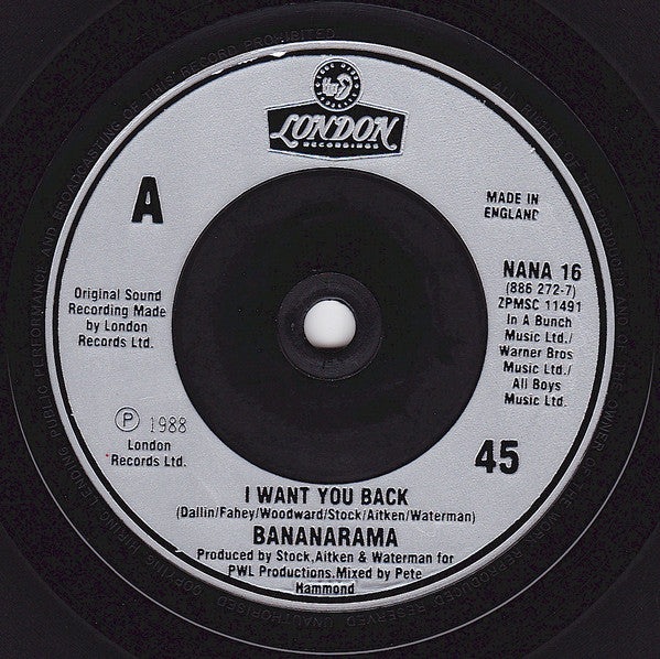 Bananarama : I Want You Back (7", Single, Sil)