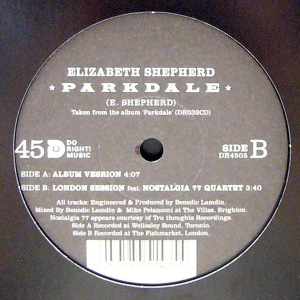 Elizabeth Shepherd : Parkdale (7")