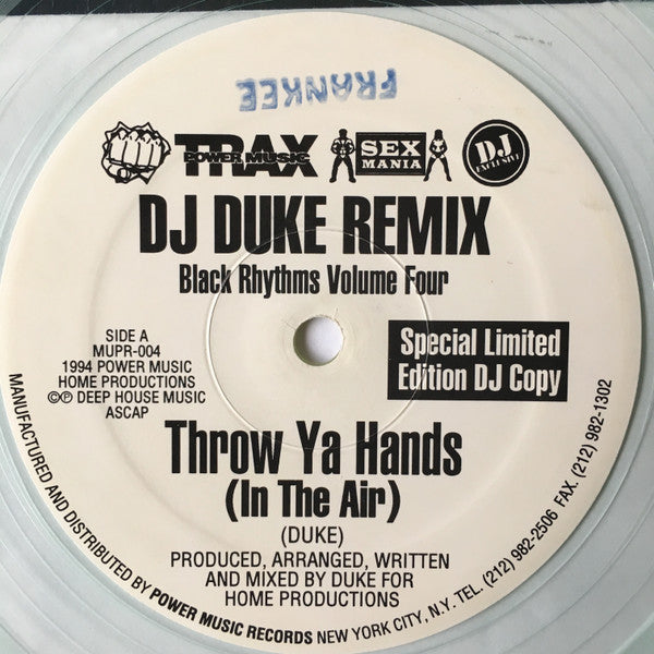 Black Rhythms : Throw Ya Hands (In The Air) (12", Ltd, Cle)