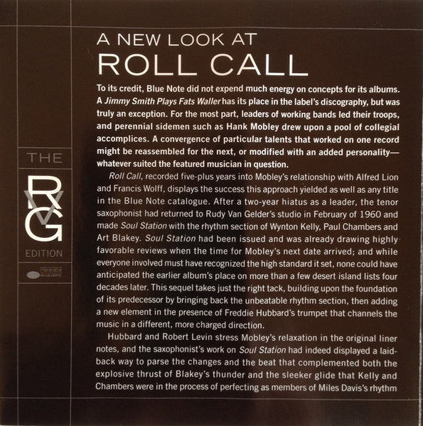 Hank Mobley : Roll Call (CD, Album, RE, RM)