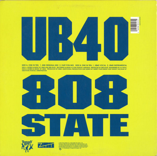 808 State, UB40 : One In Ten (12", Promo)