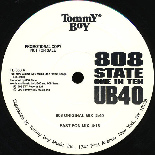 808 State, UB40 : One In Ten (12", Promo)