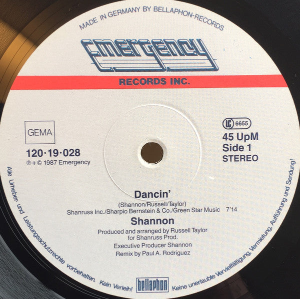 Shannon : Dancin' (12", Maxi)