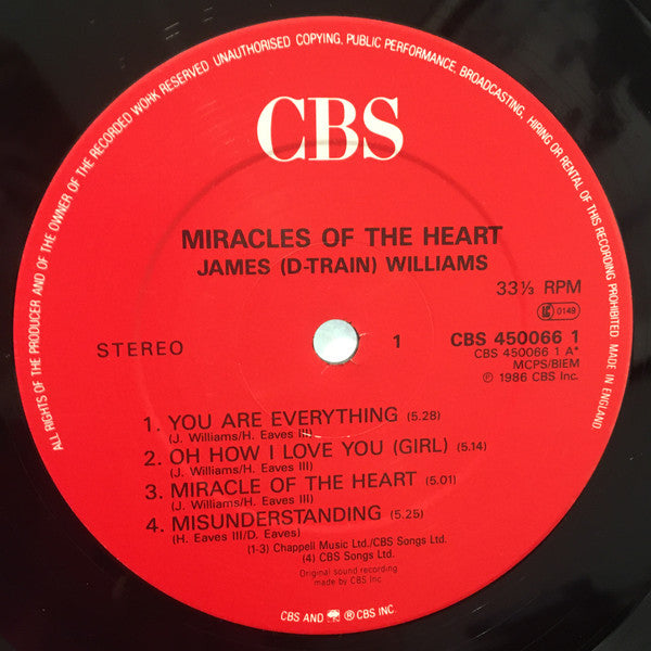 James "D-Train" Williams : Miracles Of The Heart (LP, Album)