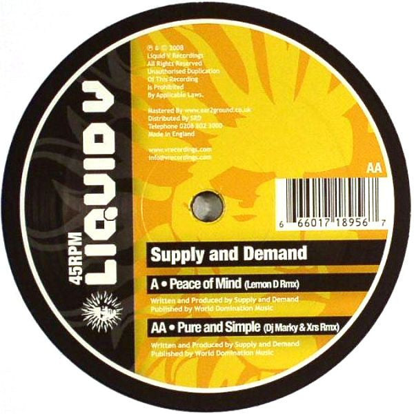 Supply & Demand : Peace Of Mind (Lemon D Rmx) / Pure And Simple (DJ Marky & XRS Rmx) (12")