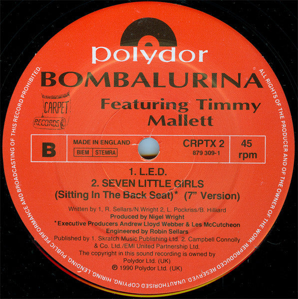 Bombalurina Featuring Timmy Mallett : Seven Little Girls (12")