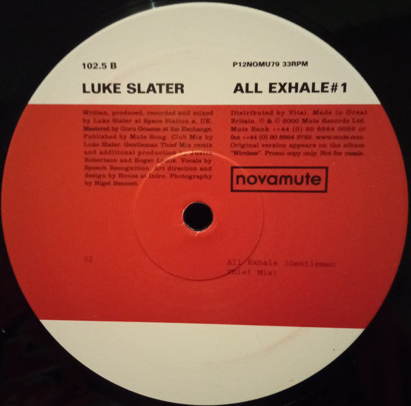 Luke Slater : All Exhale (2x12", Ltd, Promo)