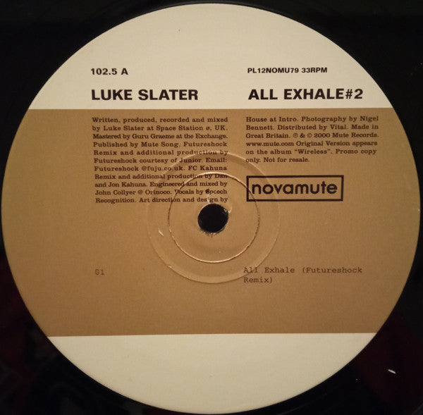 Luke Slater : All Exhale (2x12", Ltd, Promo)