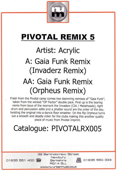 Acrylic : Gaia Funk (Remixes) (12", Promo, W/Lbl)