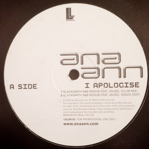 Ana Ann : I Apologise (12", Promo)