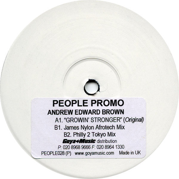 Andrew Edward Brown Feat. Ronyx : Growin' Stronger (12", Promo, W/Lbl)