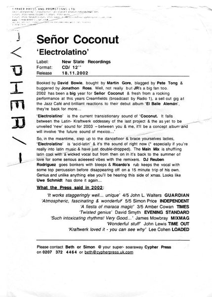 Señor Coconut : Electrolatino (12", Promo)
