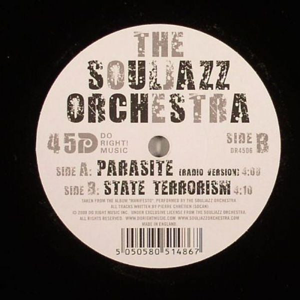 The Souljazz Orchestra : Parasite / State Terrorism (7")