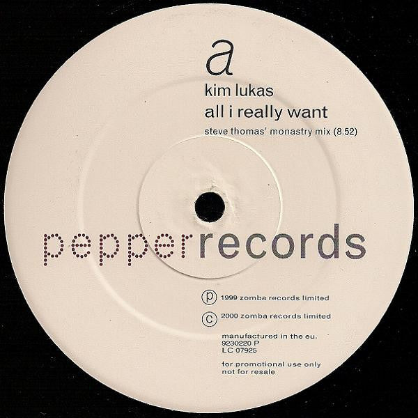 Kim Lukas : All I Really Want (12", Promo)