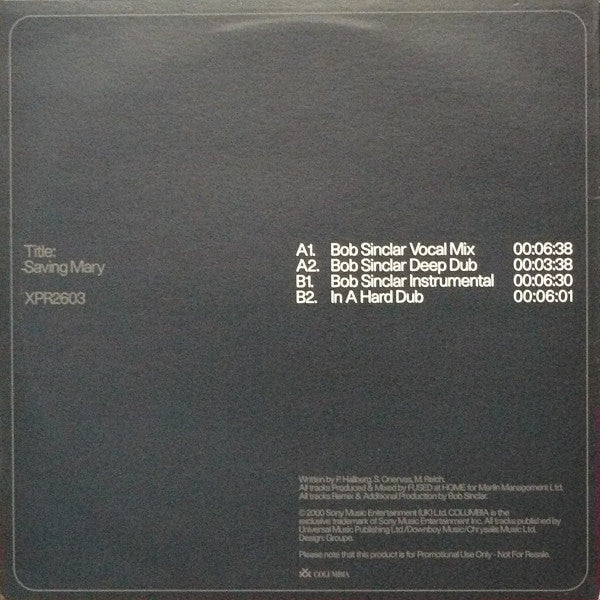 Fused : Saving Mary (Bob Sinclar Mixes) (12", Promo)