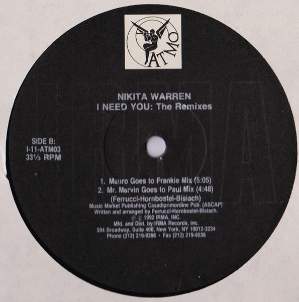 Nikita Warren : I Need You: The Remixes (12")