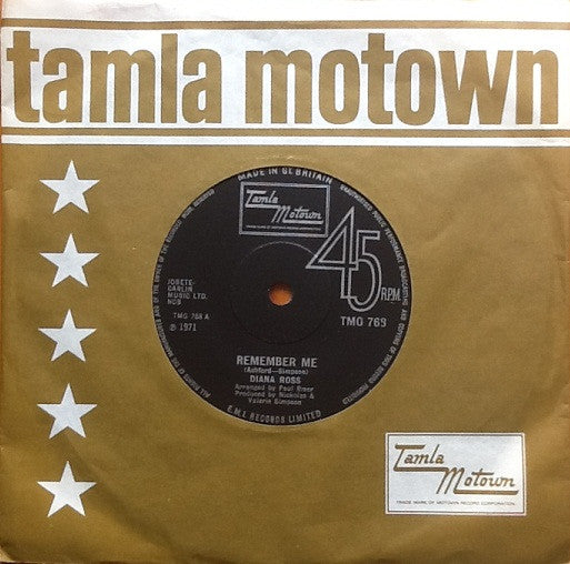 Diana Ross : Remember Me  (7", Single, Sol)