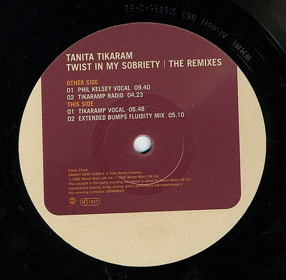 Tanita Tikaram : Twist In My Sobriety (The Remixes) (12")