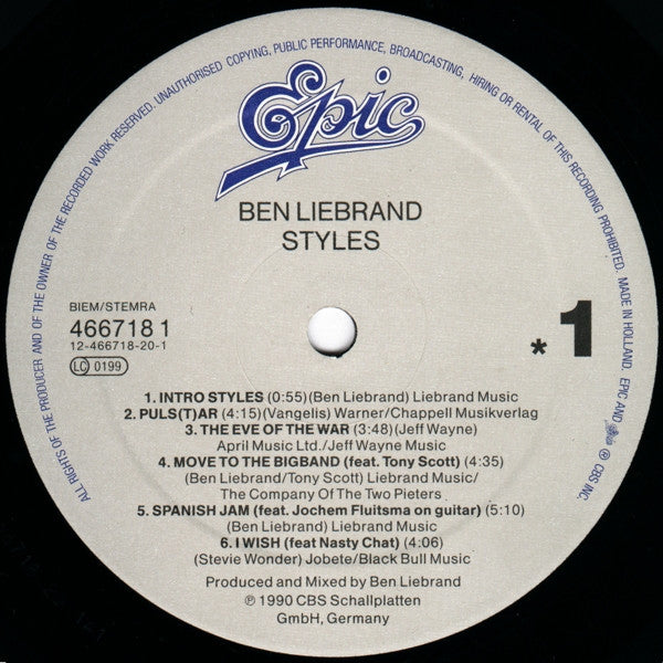 Ben Liebrand : Styles (LP, Album)